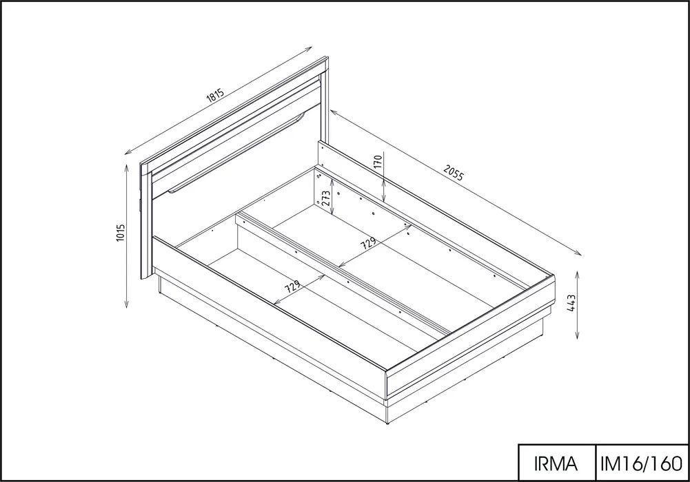 Postel Irma 160 s úložným prostorem