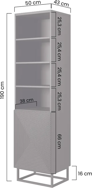 Regál Asha 50 na kovovém rámu