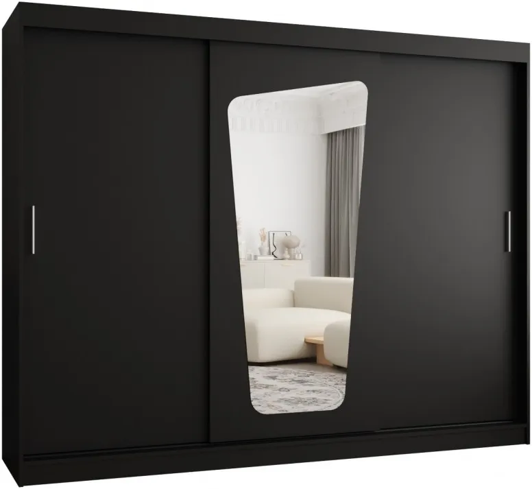 Šatní skříň s posuvnými dveřmi se zrcadlem Moka 250 cm