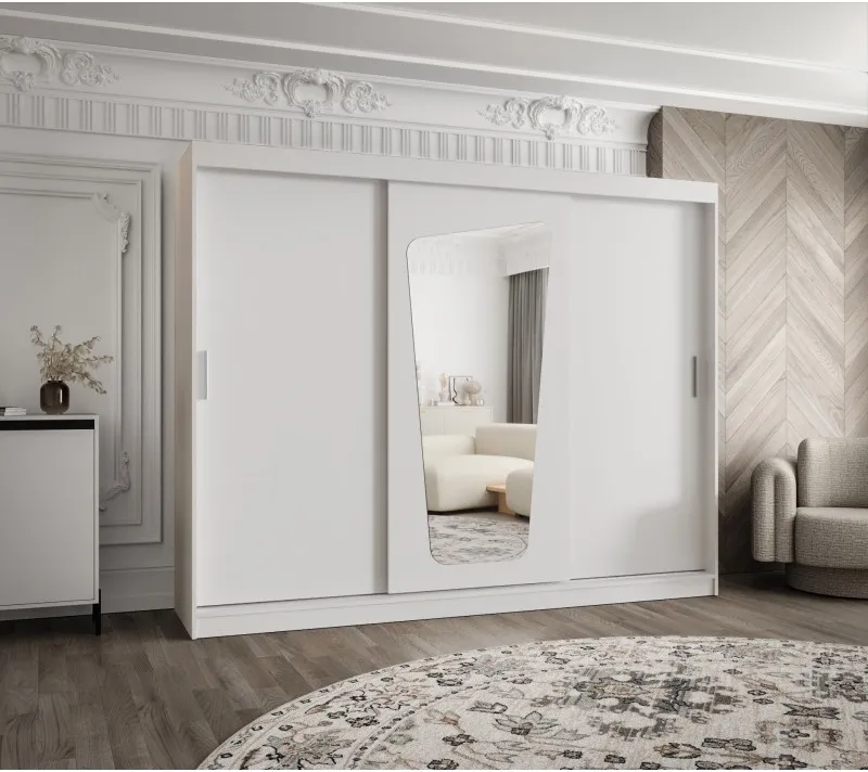Šatní skříň s posuvnými dveřmi se zrcadlem Moka 250 cm