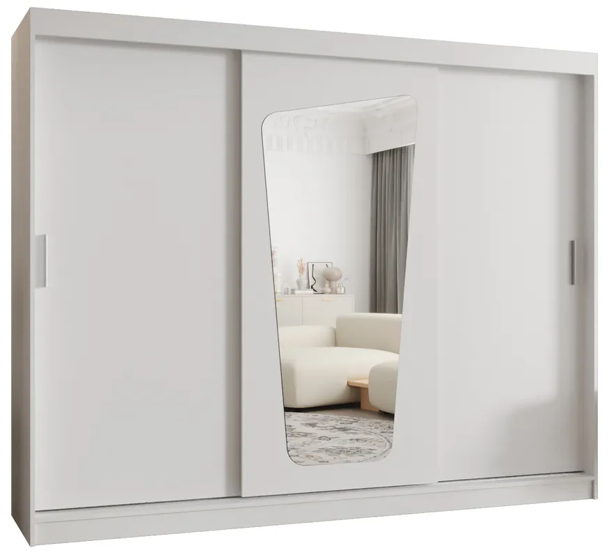 Šatní skříň s posuvnými dveřmi se zrcadlem Moka 250 cm