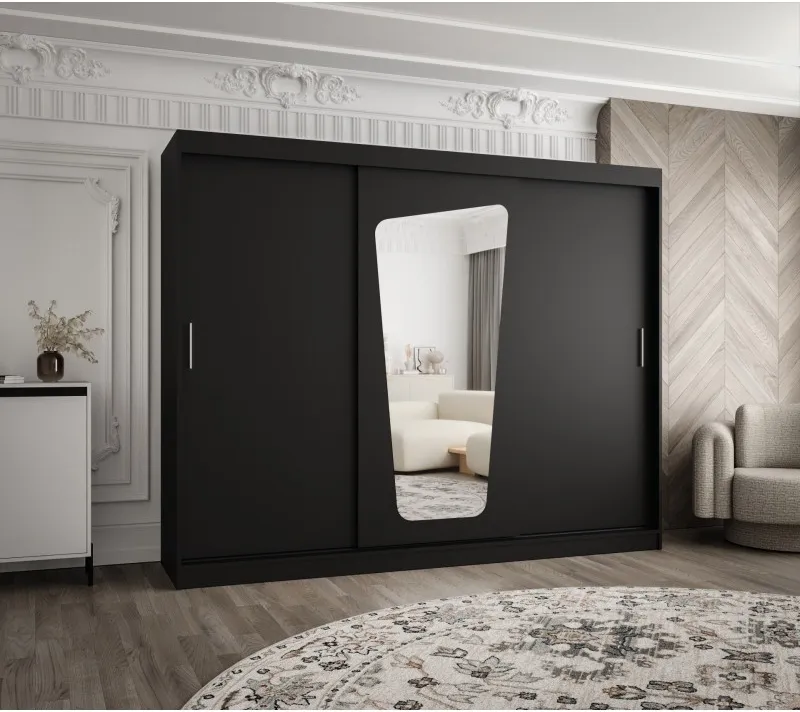 Šatní skříň s posuvnými dveřmi se zrcadlem Moka 250 cm
