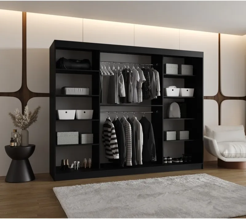 Šatní skříň s posuvnými dveřmi se zrcadlem Moka 250 cm
