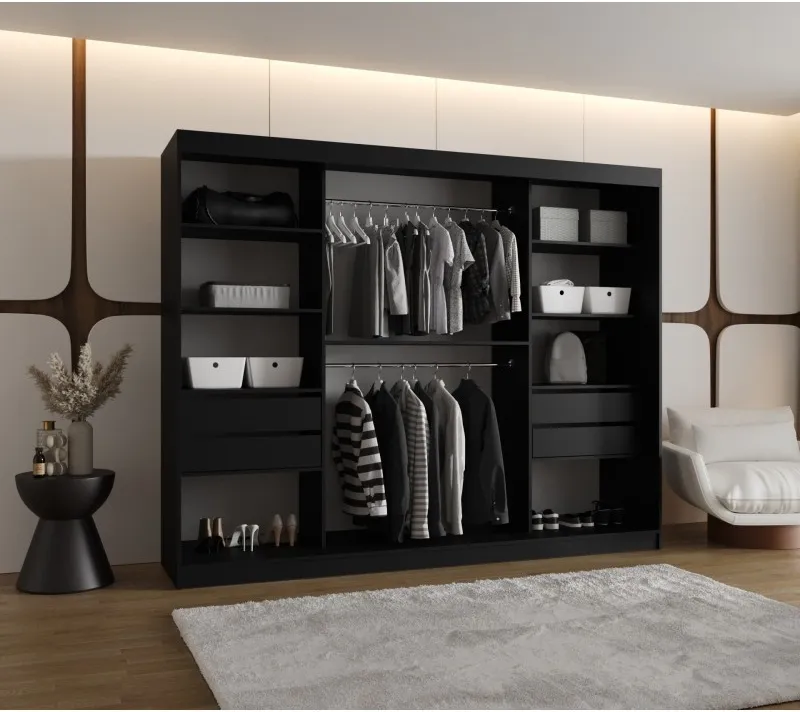 Šatní skříň s posuvnými dveřmi se zrcadlem Moka 250 cm