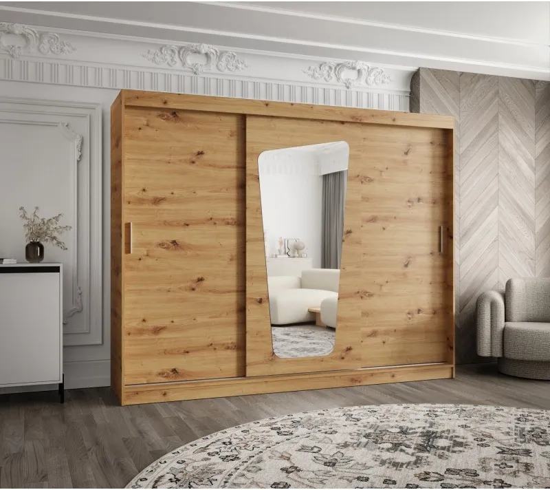 Šatní skříň s posuvnými dveřmi se zrcadlem Moka 250 cm
