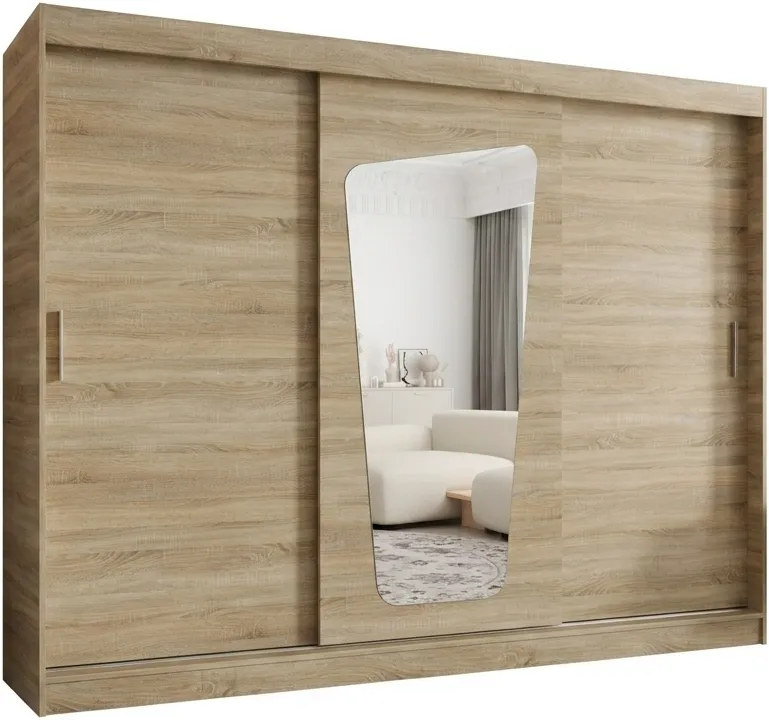 Šatní skříň s posuvnými dveřmi se zrcadlem Moka 250 cm