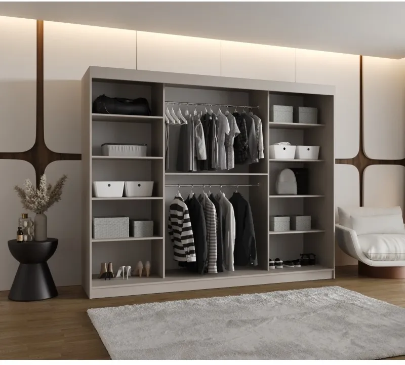 Šatní skříň s posuvnými dveřmi se zrcadlem Moka 250 cm
