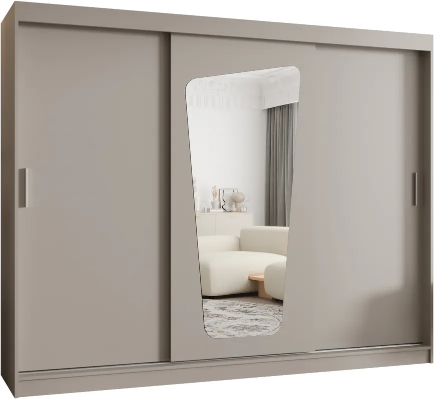 Šatní skříň s posuvnými dveřmi se zrcadlem Moka 250 cm