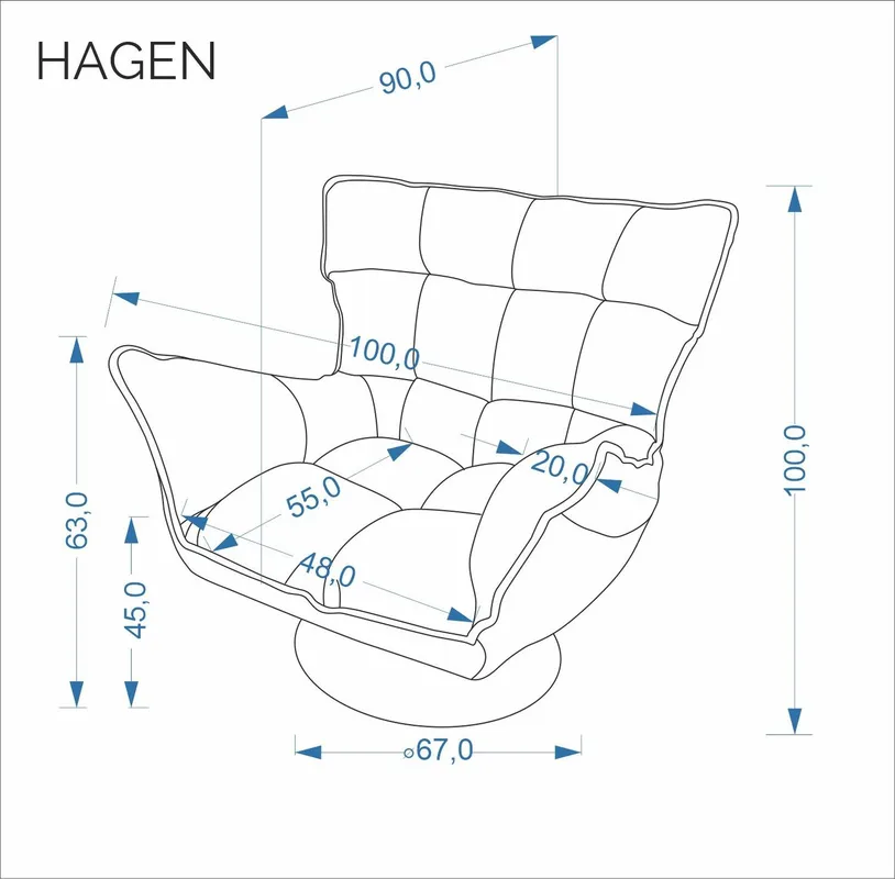 Otočné křeslo Hagen s funkcí houpání
