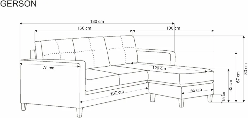 Sofa Gerson z podnóżkiem