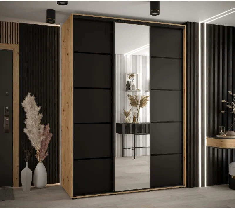 Skříň s posuvnými dveřmi a zrcadlem Davos 5 170, hloubka 60 cm