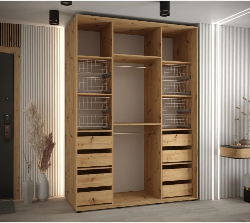 Šatní skříň s posuvnými dveřmi Davos 2 160, hloubka 60 cm