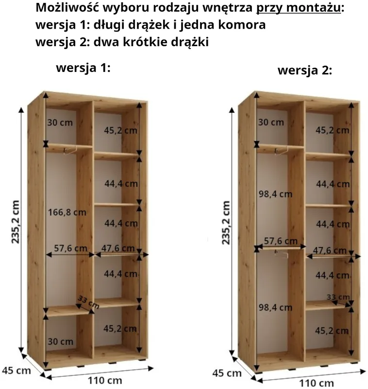 Skriňa s posuvnými dverami Dakota 10 110 cm 45 cm hĺbky