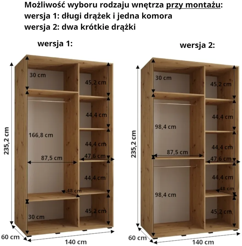 Skriňa s posuvnými dverami Dakota 4 140 60 hĺbky