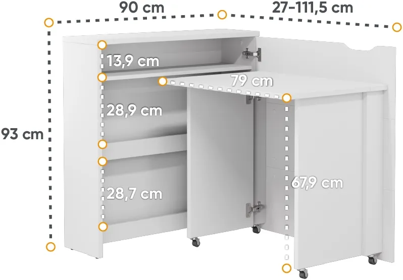 Biurko rozkładane prawe Work Concept Slim