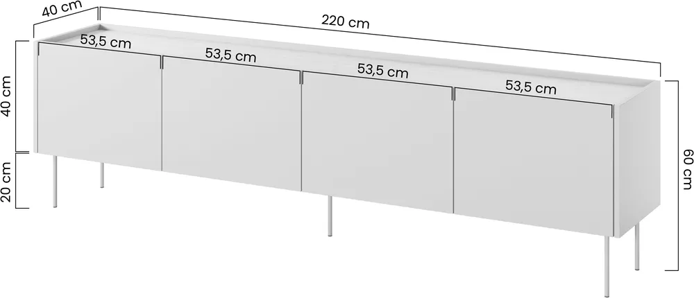 Szafka RTV Desin 220 cm z 2 szufladami
