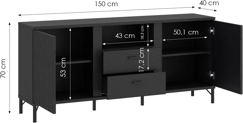 TV stolek Duna dvoudveřová se dvěma zásuvkami