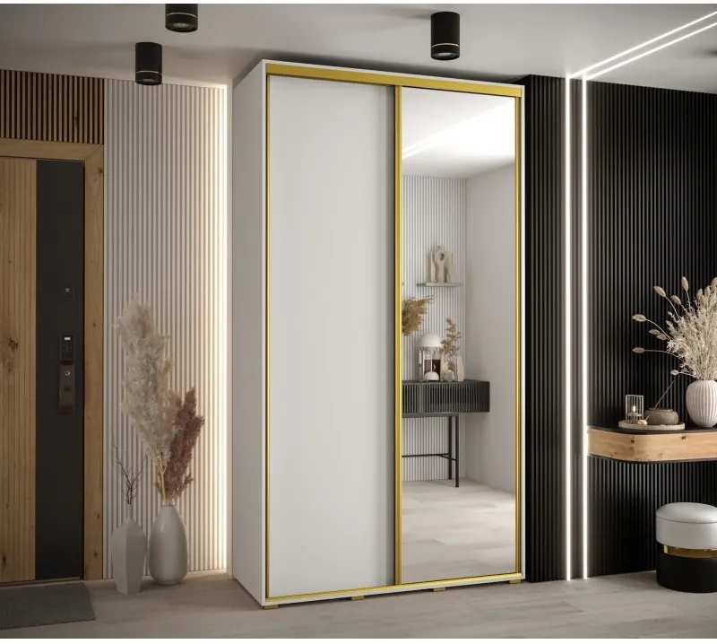 Skriňa s posuvnými dverami so zrkadlom vysoká Davos 3 130 hĺbka 45 cm
