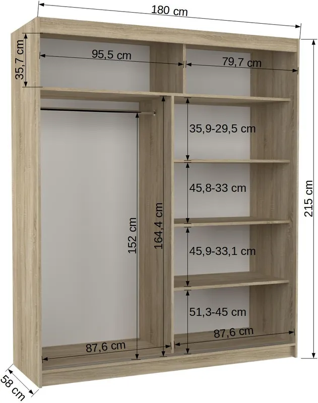 Šatní skříň Medison 180 cm