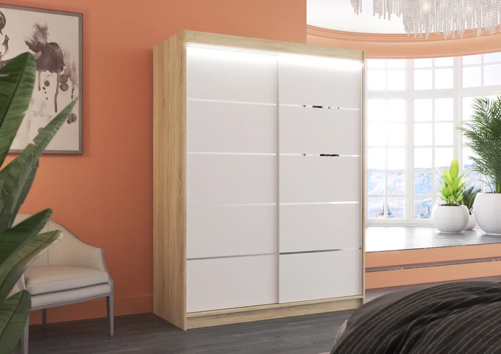 Šatní skříň s posuvnými dveřmi s LED osvětlením Luft 150
