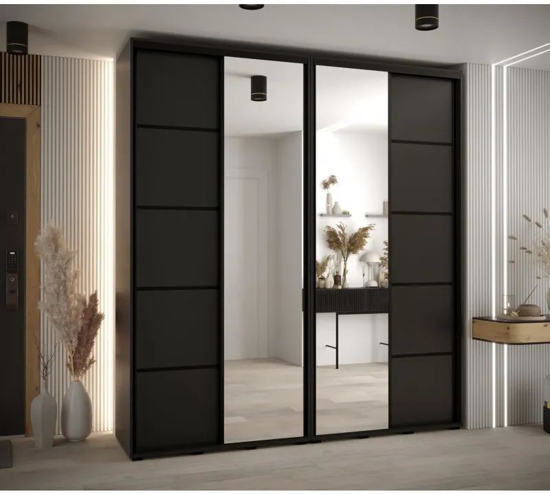 Skriňa s posuvnými dverami so zrkadlom Davos 5 220 cm 45 cm hĺbky