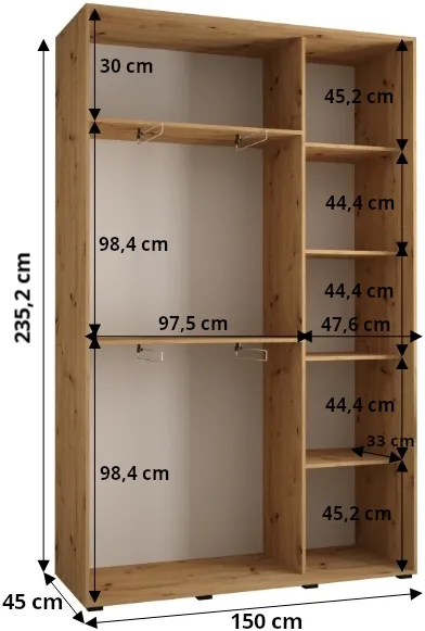 Szafa przesuwna Davos 1 150 45 cm głębokości