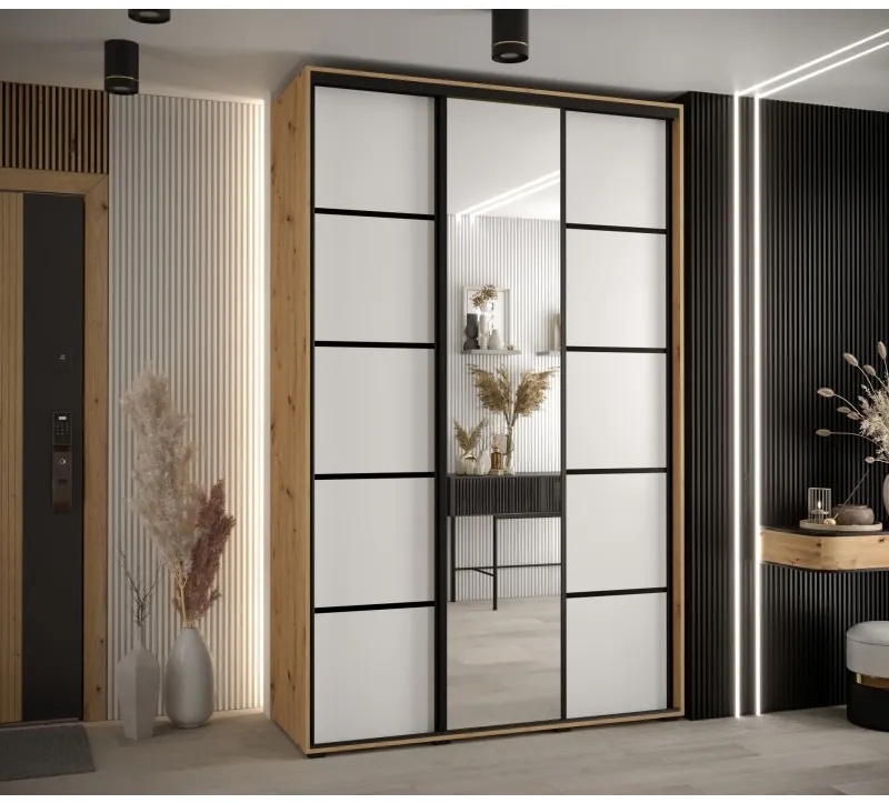 Skriňa s posuvnými dverami so zrkadlom Cannes 5 150 cm 45 cm hĺbky