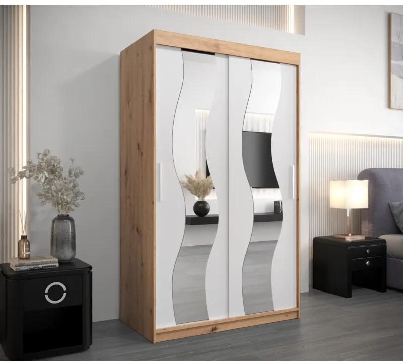 Šatní skříň s posuvnými dveřmi se zrcadlem Sewilla 120 cm