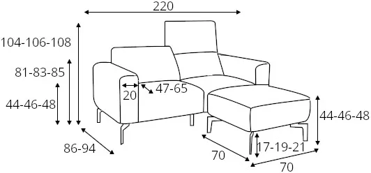 Sofa 2-osobowa z pufą Cosy