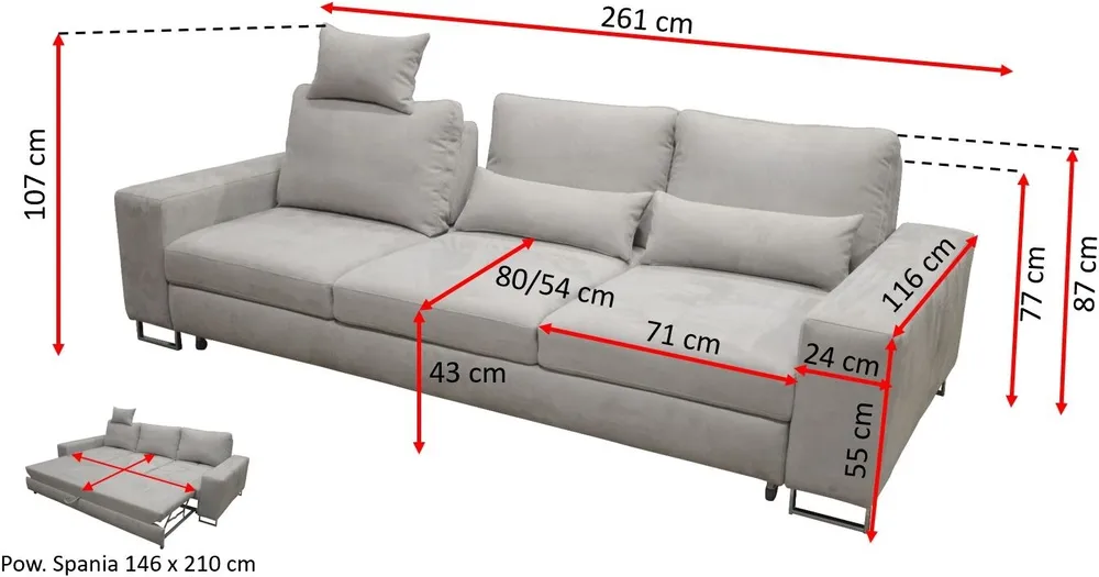 Sofa Asti z funkcją spania