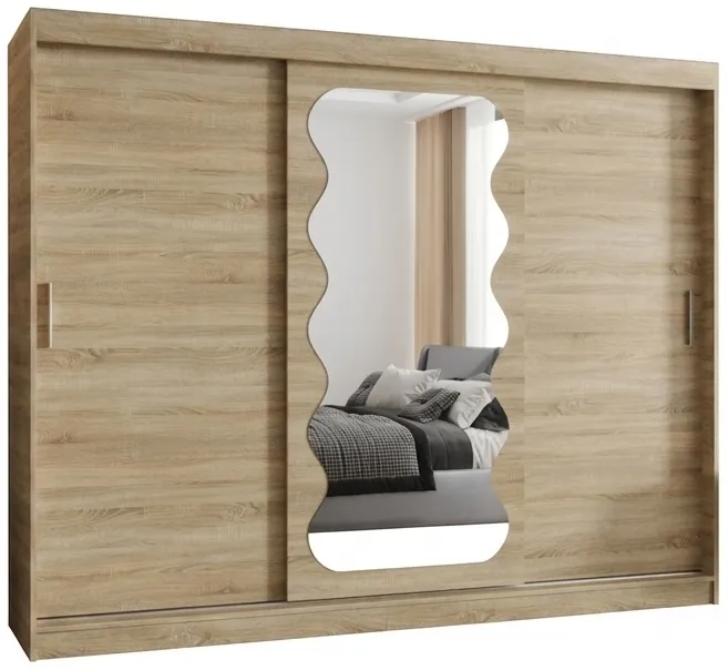Šatní skříň s posuvnými dveřmi se zrcadlem Spoti 250 cm