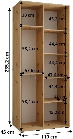 Szafa przesuwna Davos 1 110 45 cm głębokości