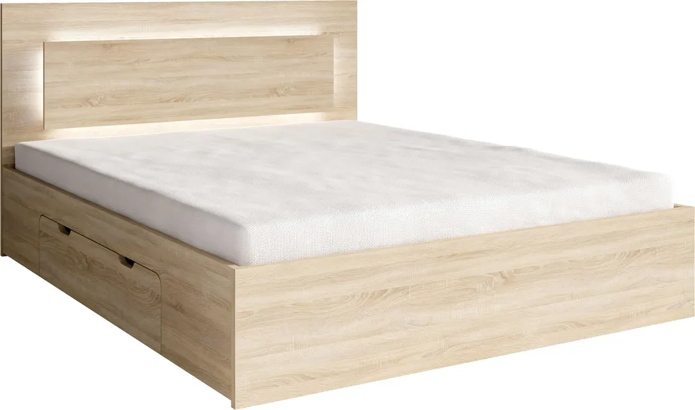Postel 140 Fino se zásuvkami a LED osvětlením