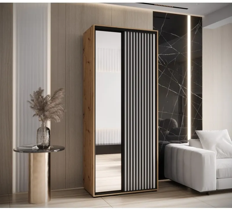 Skriňa s posuvnými dverami so zrkadlom Lanko 2 120 cm 45 cm hĺbky