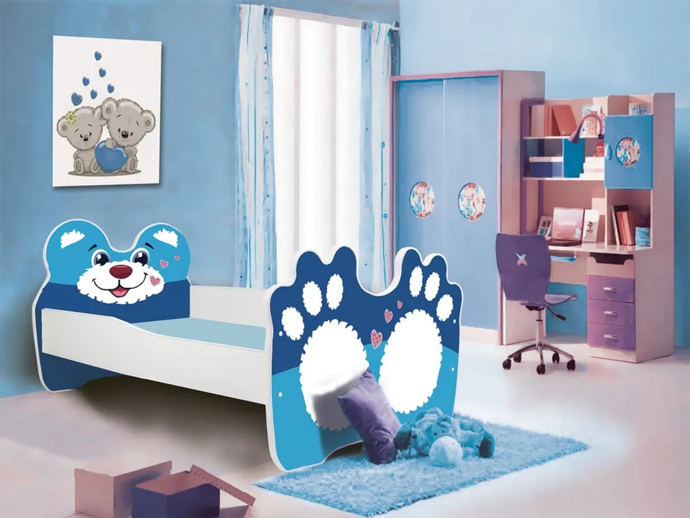 Łóżko z materacem Bear Blue 140x70