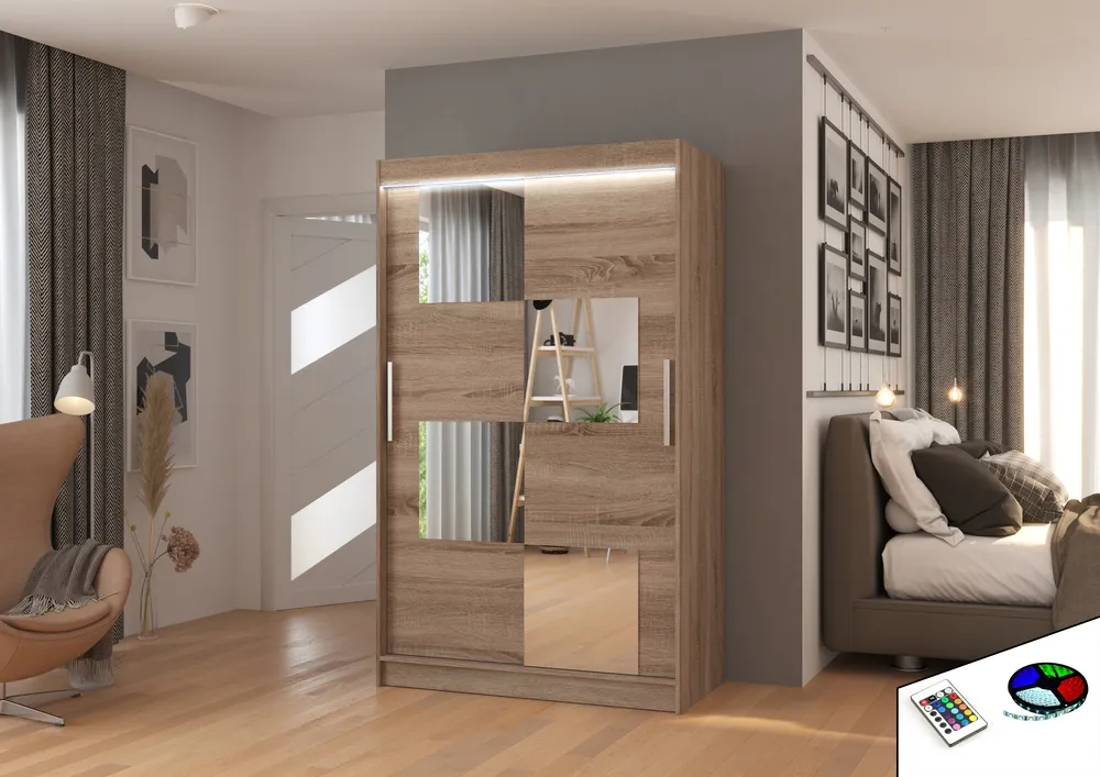 Šatní skříň Lugano 120 s osvětlením