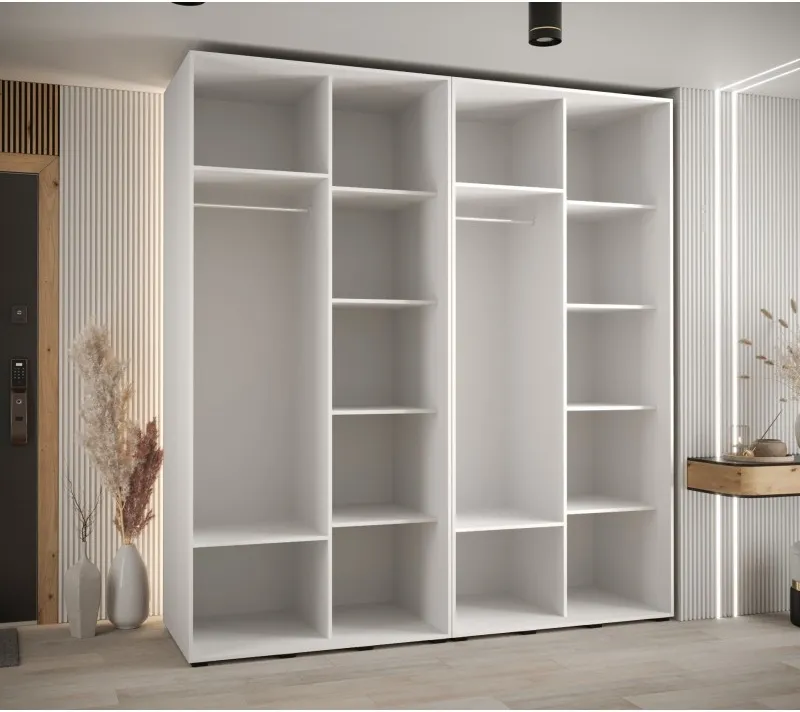 Vysoká šatní skříň s posuvnými dveřmi a zrcadlem Davos 3 220, hloubka 60 cm, výška 235,2 cm