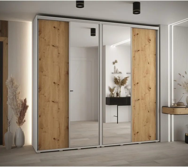 Vysoká šatní skříň s posuvnými dveřmi Davos 3 250, hloubka 45 cm, výška 235,2 cm