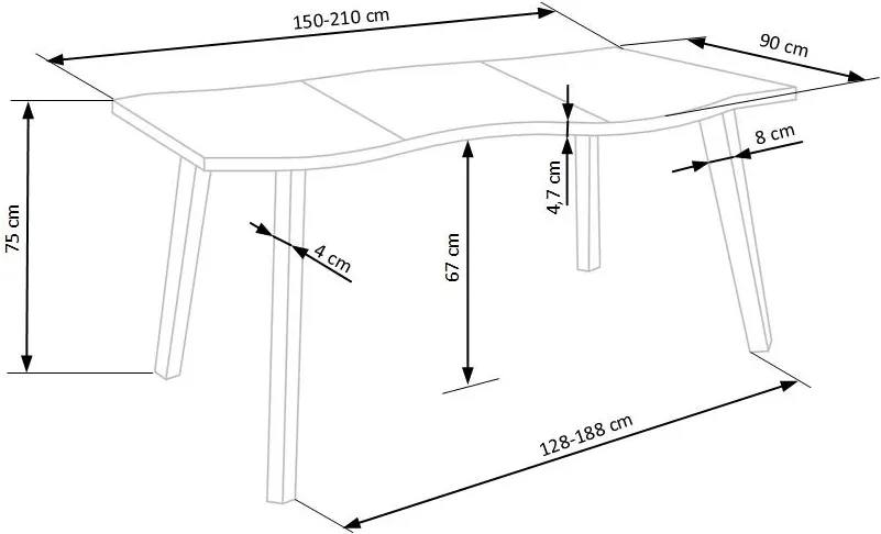 Rozkládací stůl Dickson 150-210 cm