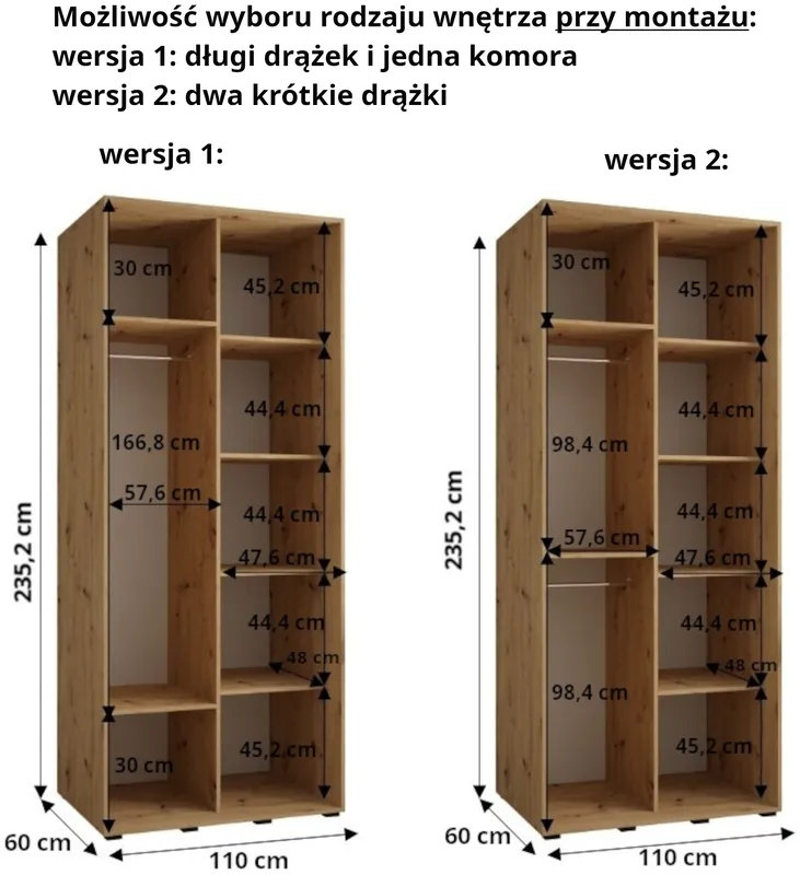 Skriňa s posuvnými dverami Dakota 10 110 cm 60 cm hĺbky