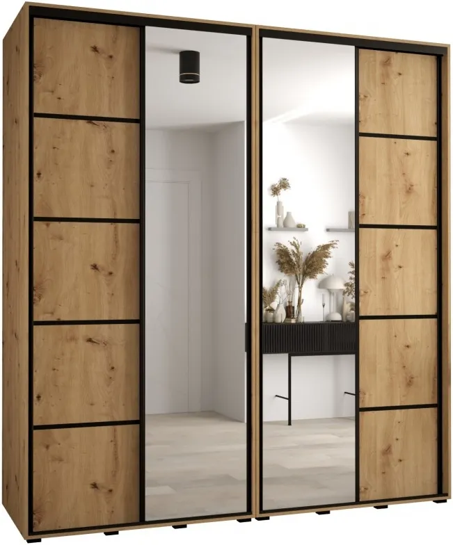 Skříň s posuvnými dveřmi a zrcadlem Davos 5 220, hloubka 60 cm