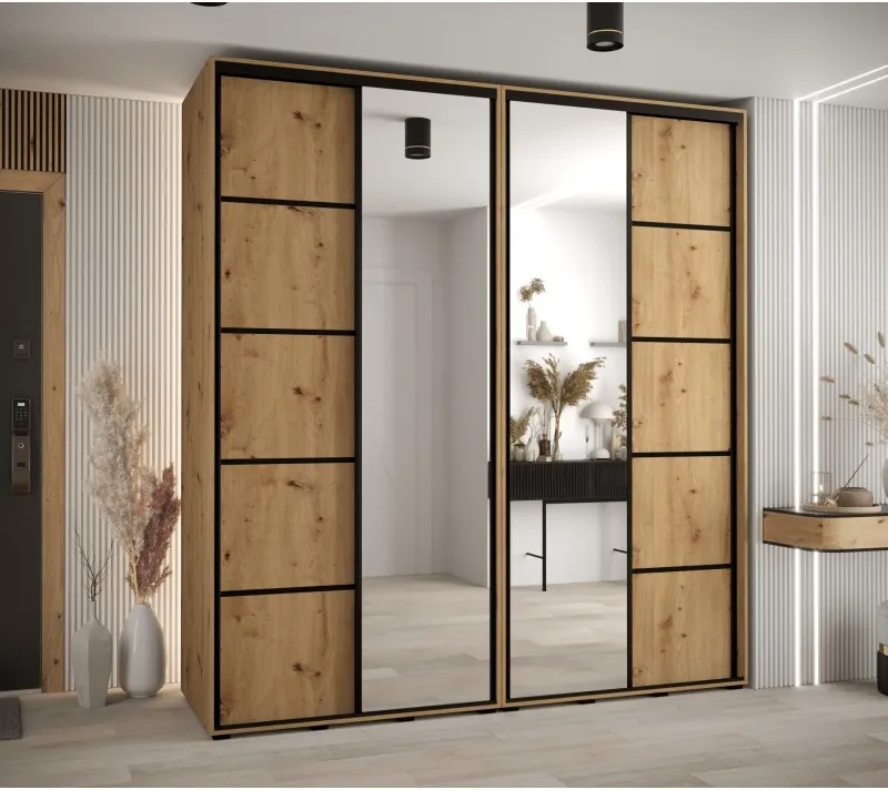 Skříň s posuvnými dveřmi a zrcadlem Davos 5 220, hloubka 60 cm