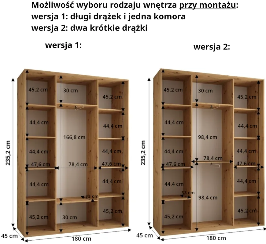 Skriňa s posuvnými dverami Dakota 6 180 45 cm hĺbky