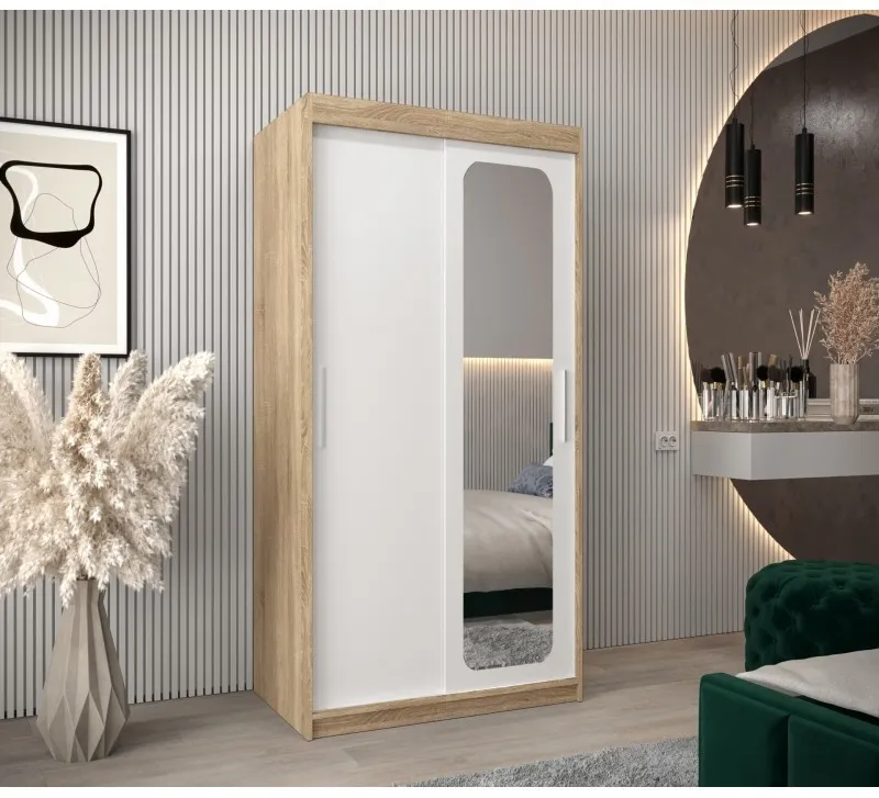 Šatní skříň s posuvnými dveřmi se zrcadlem Promo T2 100