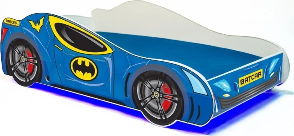 Postel s matrací a osvětlením Batcar 140 cm