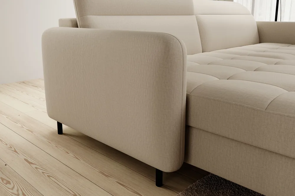 Rohová sedacia súprava ľavostranná Gomsi s funkciou spania typu delfín a úložným priestorom na posteľnú bielizeň
