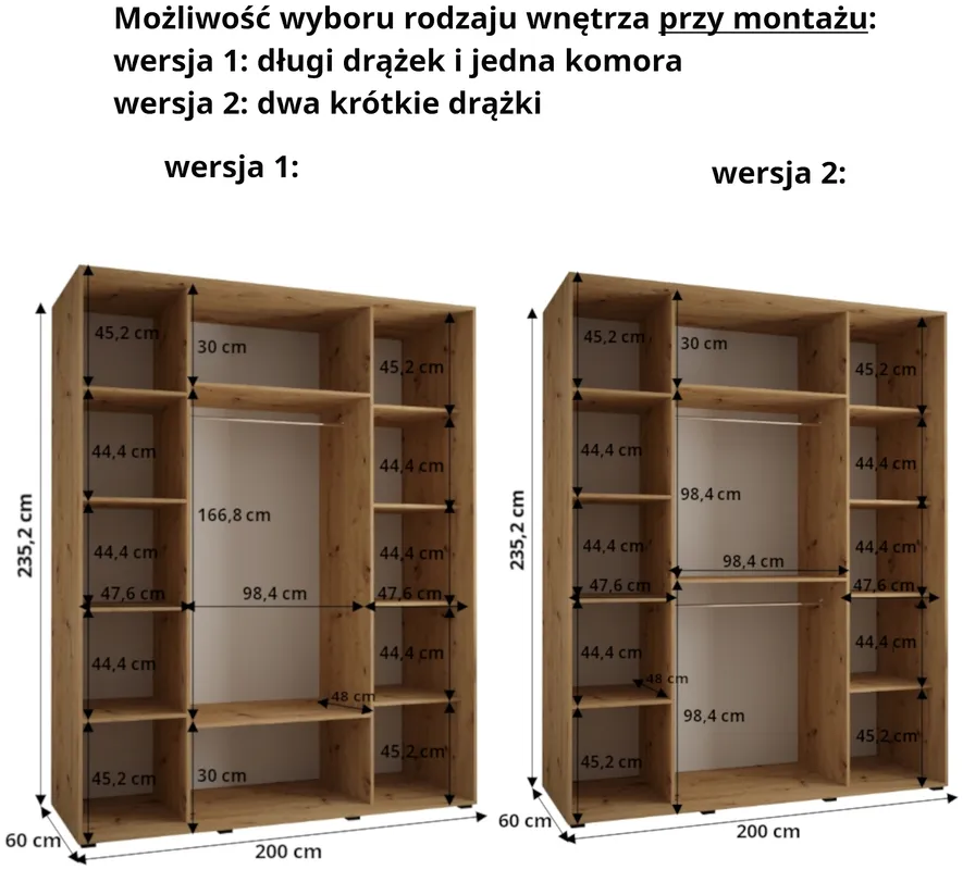 Skriňa s posuvnými dverami Dakota 10 200 cm 60 cm hĺbky