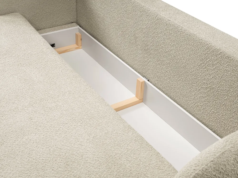 Sofa Olio z funkcją spania typu DL i pojemnikiem na pościel