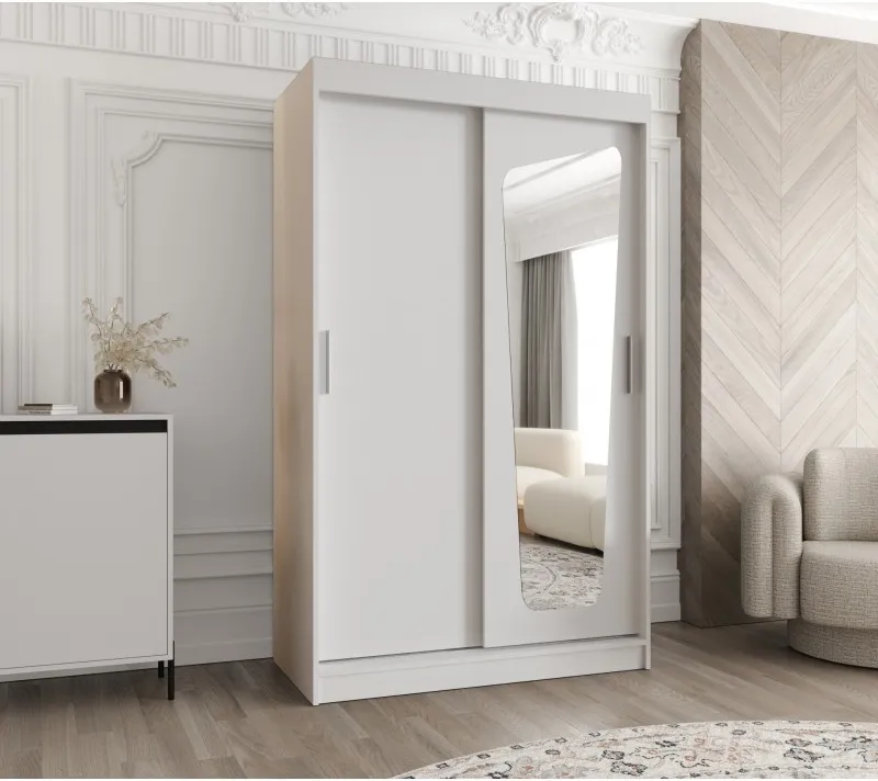 Šatní skříň s posuvnými dveřmi se zrcadlem Moka 120 cm