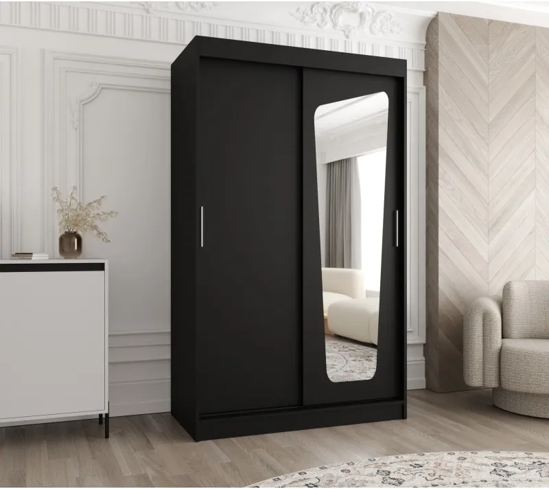 Šatní skříň s posuvnými dveřmi se zrcadlem Moka 120 cm